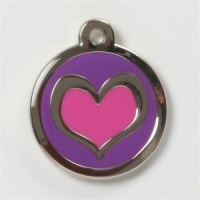 Purple Pink Heart Cat Tag